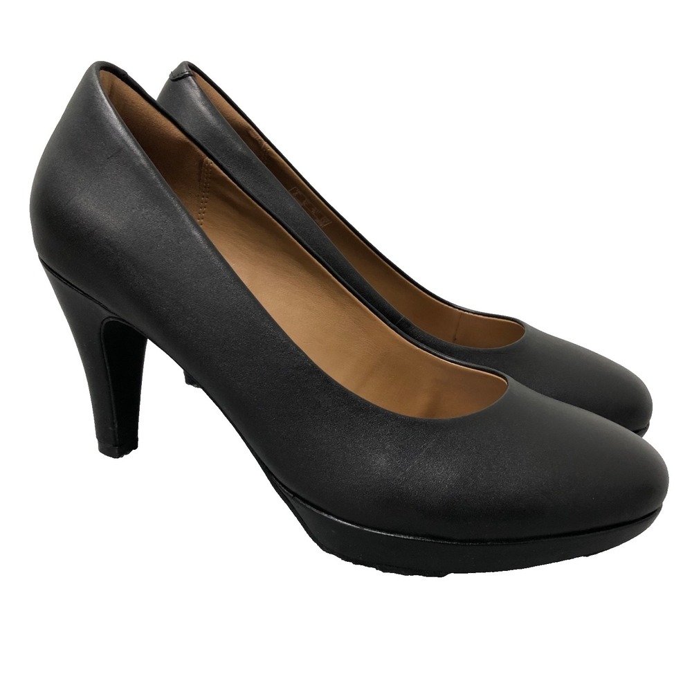 Clarks Briar Dolly Pump Heels Womens 8.5 Black Leather Classic Teacher Business